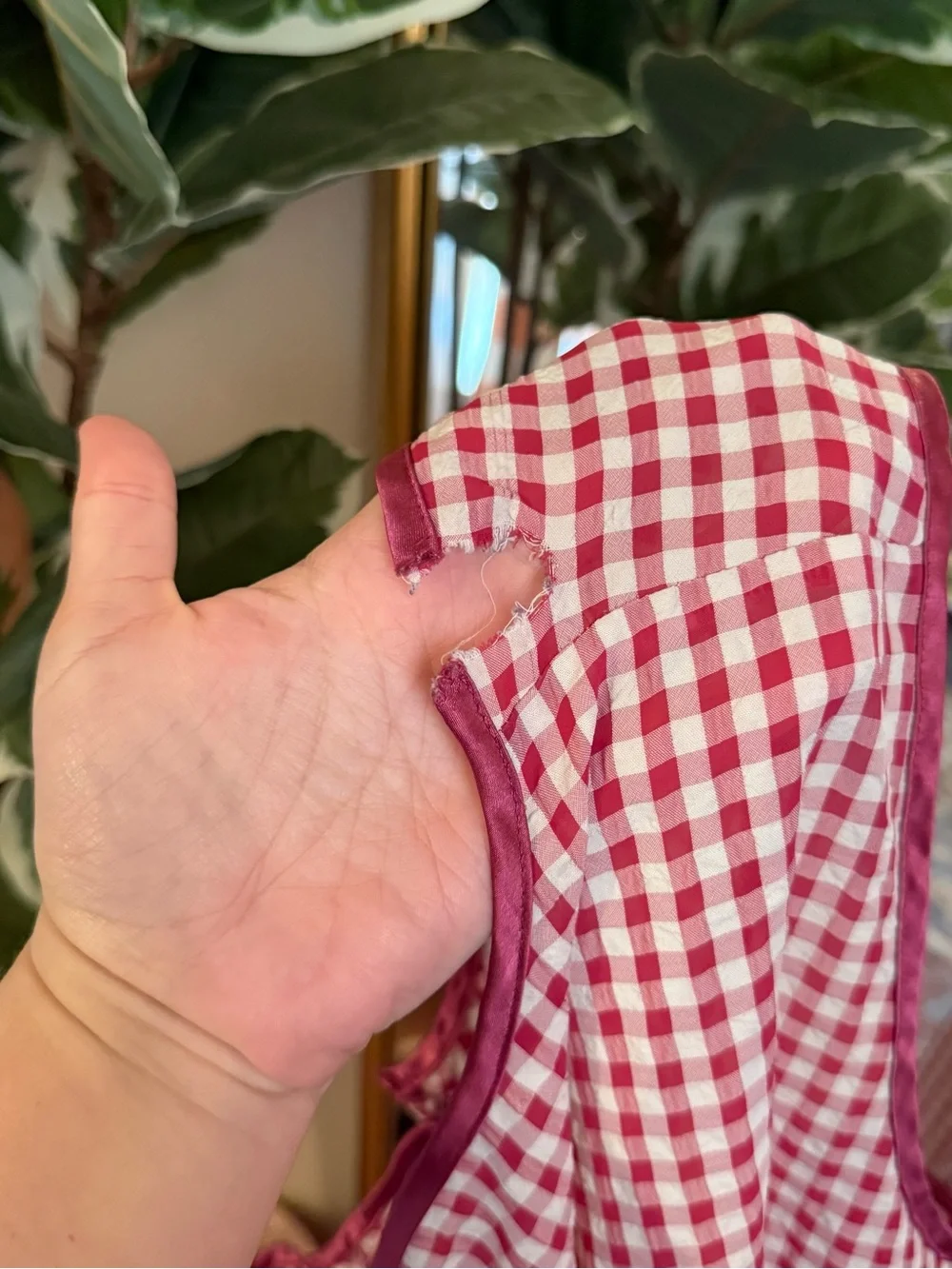 Vintage magenta & white gingham nightgown